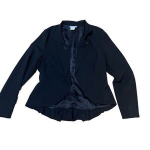Sarah Pacini Italy Womens S/M Black Wool Blazer Jacket Drawstring Back Cutaway
